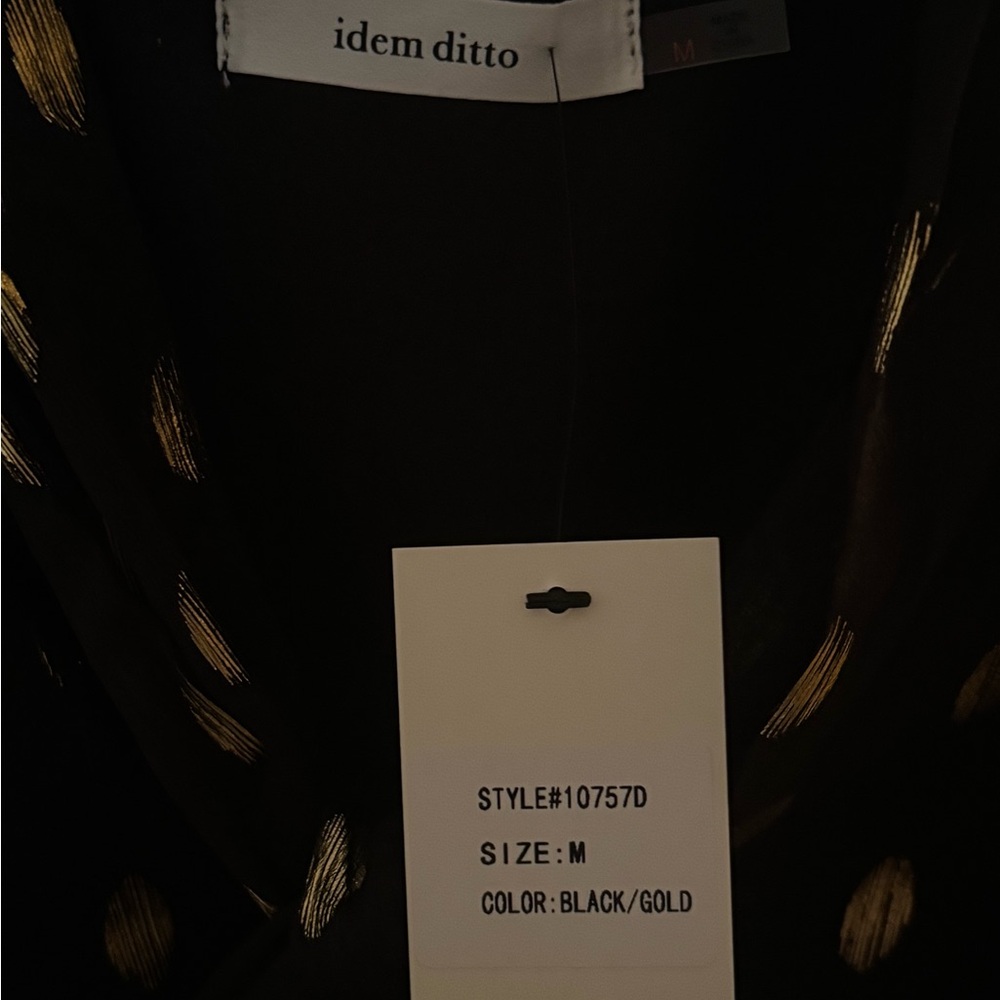 Women’s Black Long Sleeve Dress with Gold Dot Accents - Picture 3 of 3